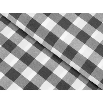 Dekorační látka Rebeka RE-010 Šedo-bílá kostka velká - šířka 140 cm