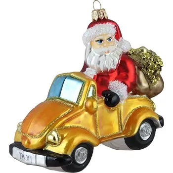 Vánoční Santa ve žlutém autě