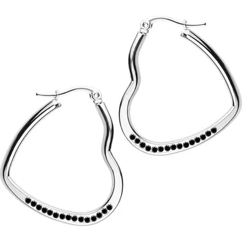 Náušnice BRUNOshop.cz Visací náušnice SRDCE s kamínky ČERNÉ