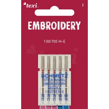 Nástroj na niť a příze Vyšívací jehly TEXI EMBROIDERY 130/705 H-E 5x75-90
