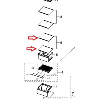 police Samsung DA97-16363H 3. a 4. police skleněná z vrchu v pravé části chladničky pro americkou lednčku