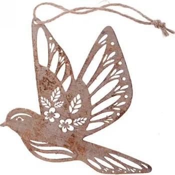 Ptáček kovový 12x11,5cm, patina