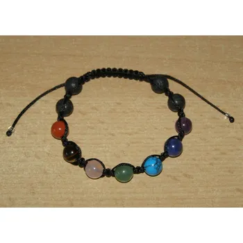 Drahý kámen Drhaný Shamballa náramek lávové kameny + kameny - černá šňůrka - dn12