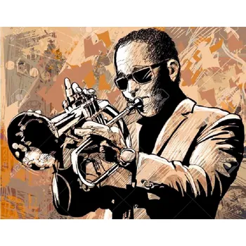 Diamantové malování TSvetnoy TSvetnoy, LG141e, Diamond painting - diamantové malování, 40 x 50 cm, Saxofonista