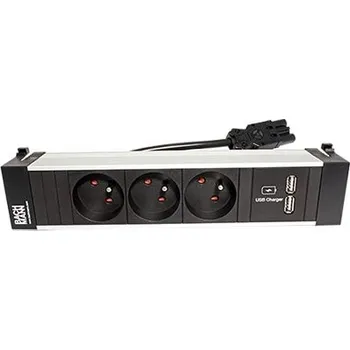 BACHMANN Systém Power FRAME, box pro 4 moduly, 3x zásuvka CZ, zdroj (2x USB) (916.1227) - 19.07.1025