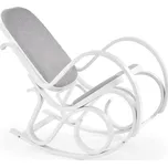 Houpací křeslo MAX — masiv, látka, bílá / šedá Halmar