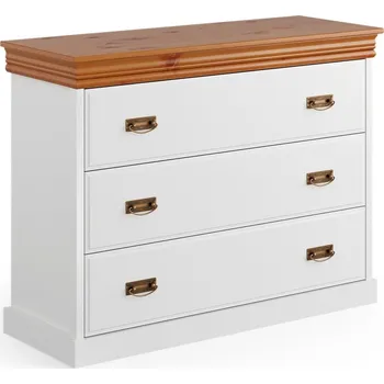 Komoda Šuplíková masivní komoda Toskania 2 - bílá / medová borovice