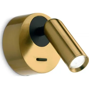 Nástěnné svítidlo Ideal Lux 260624 LED nástěnné svítidlo Bean round 1x3,5W | 220lm | 3000K - vypínač na těle, mosaz + K nákupu nad 3000 Kč dárek zdarma