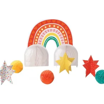 Party dekorace Amscan Rainbow retro party - Dekorace papírová na stůl Duha 7 ks