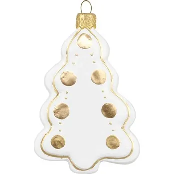Vánoční dekorace Bílý skleněný stromeček perníček