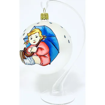 Vánoční ozdoba Irisa Skleněná baňka se stojánkem ANIČKA bílá koule 10 cm, dárkové balení 1 ks Velikost: 10 cm, Balení: 1 ks, Barva: bílá