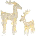 Sada třpytivých sobů, 45 LED, s časovačem, na baterie, 2 ks