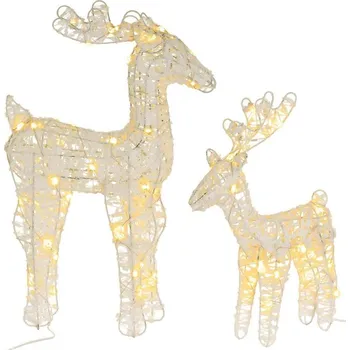 Vánoční světelná dekorace Sada třpytivých sobů, 45 LED, teplá bílá