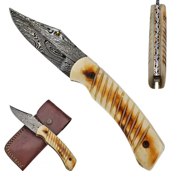 kapesní nůž PAK Zavírací damaškový nůž "CAMEL" s velbloudí kostí