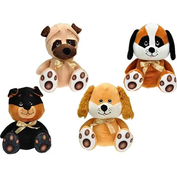 plyšák Mikro trading Pes sedící s mašlí - 25 cm