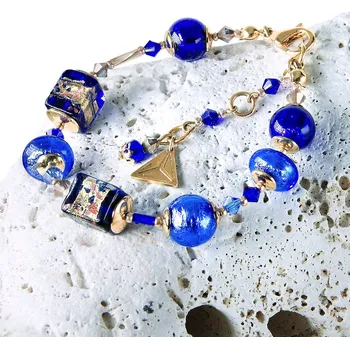 Náramek Lampglas Náramek Blue Passion z perel Lampglas