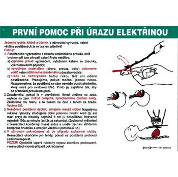 První pomoc při úrazu elektřinou (samolepka A3)