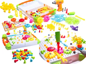 Stavebnice ostatní KiK Mozaika dětské puzzle plastové bloky + šroubovák 181 dílů