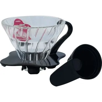 Dripper Hario Dripper V60-01 skleněný (VDG-01B), čirá/černá (Skleněný dripper Hario VDG-01B, na 2 šálky)