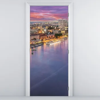 Fototapeta LuxusniObrazy.cz Fototapeta na dveře - Noční město Bratislava s řekou