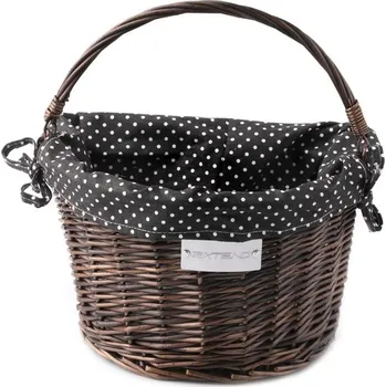 Košík na řidítka Extend CREDO, proutěný, QR, dark brown, black-white