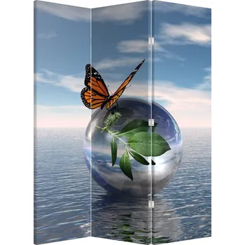 Paraván LuxusniObrazy.cz Paraván - Motýl na skleněné kouli