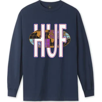 Pánské tričko huf Pánské triko quake usa ls tee navy blazer