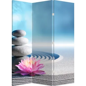 Paraván LuxusniObrazy.cz Paraván - Písek, lilie a spa kameny