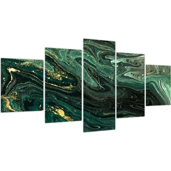 Obraz LuxusniObrazy.cz Obraz - Zelený mramor (s hodinami)