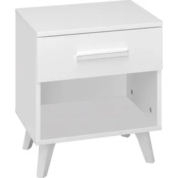 Noční stolek ML FURNITURE Noční stolek - SECCO 05, lesklá bílá/matná bílá