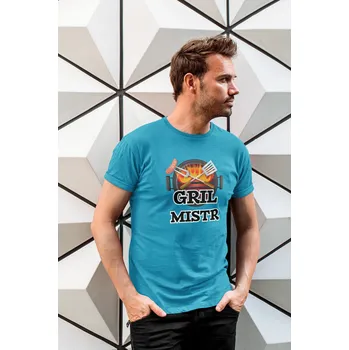 Pánská móda Pánské tričko Gril mistr Barva: Tyrkysová, Velikost: L
