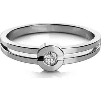 Prsten Couple, Zásnubní prsten Nina, bílé zlato se zirkonem, vel. 57, prům. 18.1 mm, 585-68-1-0480.1B00.0.57.001