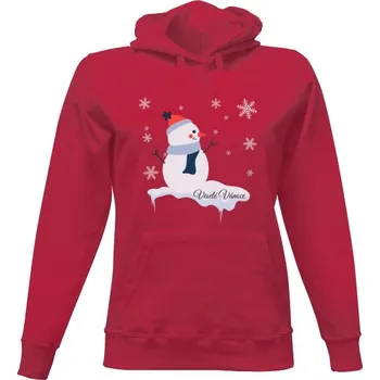 Dámská mikina Dámská mikina s kapucí s potiskem Sněhuláček Veselé Vánoce pro ženy dámské