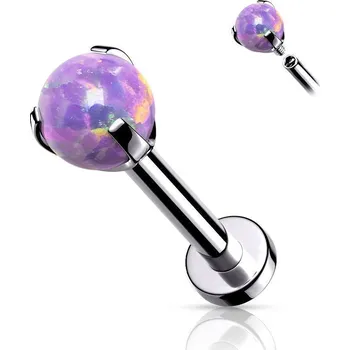 Piercing Labreta s opálem, tyčka 1,2 x 8 mm (fialová)