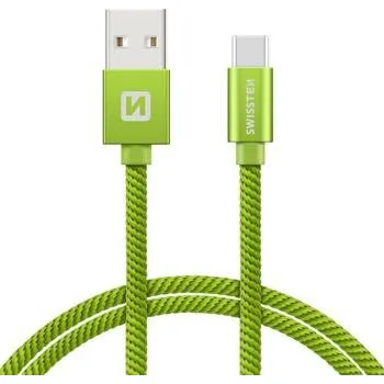 Datový kabel Swissten Datový Kabel Textile Usb / Usb-C 1,2 M Zelený