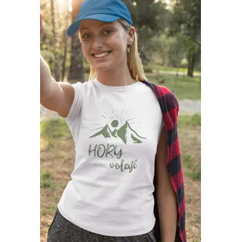 Dámské tričko Hory volají Barva: Bíla, Velikost: S