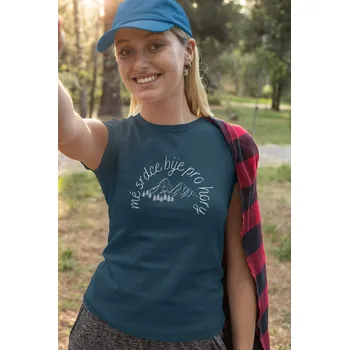 Dámské tričko Dámské tričko Mé srdce bije pro hory Barva: Petrolejová modrá, Velikost: L