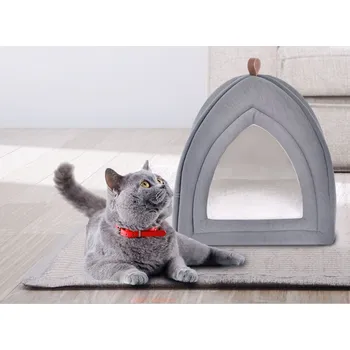 Pelíšek pro kočky Gismo 36 x 36 x 38 cm | světle šedý