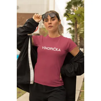 Dámské oblečení Dámské tričko Vínopička Barva: Purpurová, Velikost: L