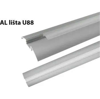 LED osvětlení AL lišta U88 KLIK - velká podlahová 1m a 2m hliníková lišta, dodáváme s nacvakávacím plexi difuzorem Provedení: 1m hliníková lišta