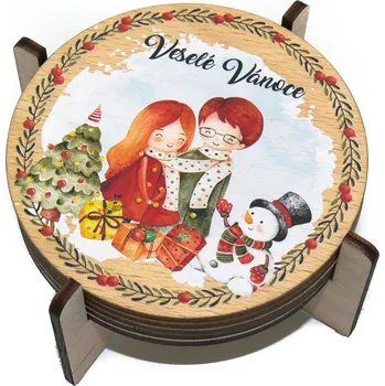 Podtácek art-wood.cz Dřevěné podtácky - Veselé Vánoce 1