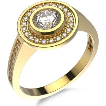 Prsten Couple, Honosný prsten Elizabeth, žluté zlato se zirkony, vel. 54, prům. 17.2 mm, 585-52-1-0501.0Z00.0.54.001