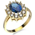 Couple, Velkolepý prsten Diana s tmavě modrým zirkonem, žluté zlato, vel. 57, prům. 18.1 mm, vel.: 57, ø18,1 mm, 585-52-1-0502.0Z00.0.57.102