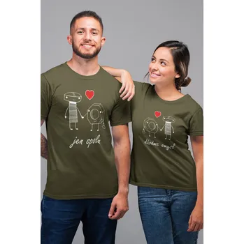 Pánské tričko Trička pro páry Jen spolu dáváme smysl Barva: Khaki, Dámska velikost: 2XL, Pánska velikost: 3XL