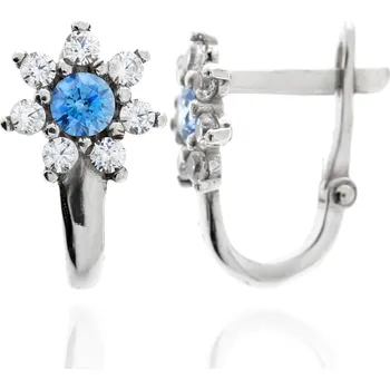 Náušnice Zlatnictví Helios Zlaté náušnice s modrou kytičkou