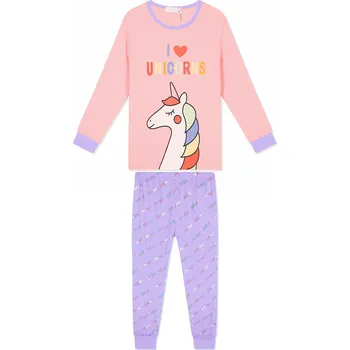 Dívčí pyžamo - KUGO MP1352, lososová/fialková Barva: Lososová, Velikost: 104