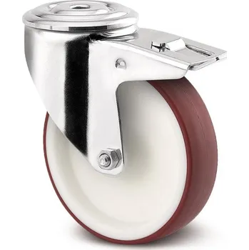 Pojezdové kolečko TENTE KOLEČKA Kolečko pro transportní zařízení 80mm, s brzdou, otvor pro čep, 3477UAR080P30-13 červené