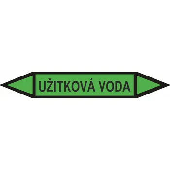 Značení Oboustranná šipka - Užitková voda Samolepka PVC 1: arch 5 ks - 333x52mm