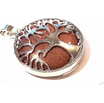 Přívěsek Strom života s avanturínem zlatým, kulatý