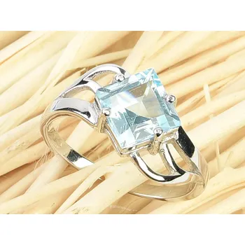 Prsten Topaz modrý kosočtverec zdobený prsten Ag 925/1000 + Rh
